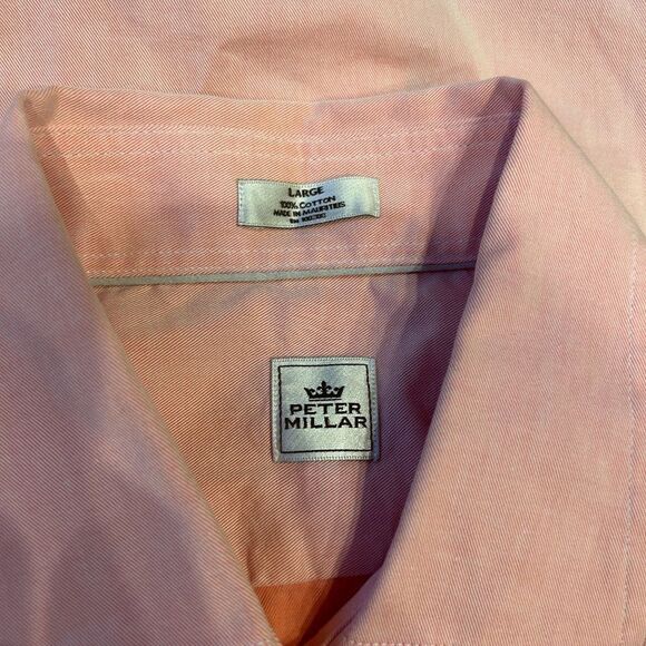 Peter Millar Large Pink Long Sleeve Button Front Shirt - Flawed - Picture 6 of 9